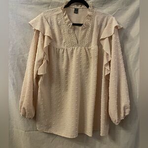 SHEIN Cream Ruffle Blouse
